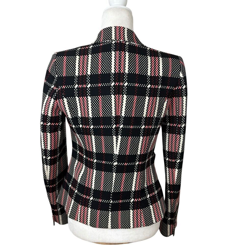 1.State Blazer Womens Size 4 Black Red Digital Plaid Fitted Preppy Vintage Y2K - Picture 10 of 14